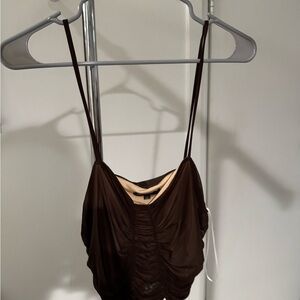 Cotton Candy Chocolate Brown Ruched Camisole
